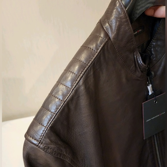 John Varvatos Soft and Luxurious Genuine Sheep Leather Racer Jacket Dk Brown-szL - Picture 11 of 15
